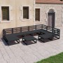Juego de muebles de jardín 10 pzas y cojines negro madera pino de , Conjuntos de jardín - Ref: Foro24-3075763, Precio: 721,27...