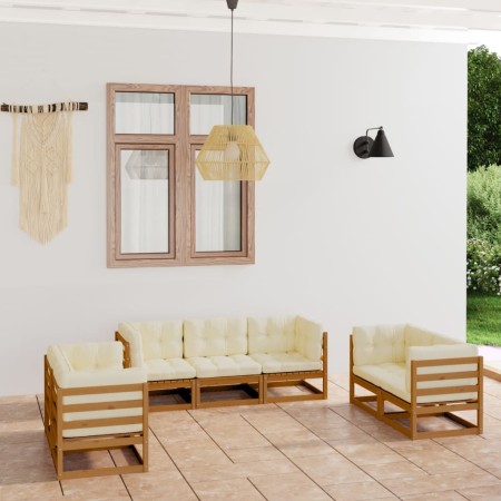Juego de muebles de jardín 7 pzas y cojines madera pino maciza de , Conjuntos de jardín - Ref: Foro24-3076502, Precio: 900,13...