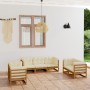 Juego de muebles de jardín 7 pzas y cojines madera pino maciza de , Conjuntos de jardín - Ref: Foro24-3076502, Precio: 900,13...