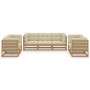 Juego de muebles de jardín 7 pzas y cojines madera pino maciza de , Conjuntos de jardín - Ref: Foro24-3076502, Precio: 900,13...
