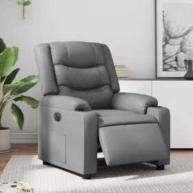 Sillón reclinable eléctrico de cuero sintético gris en Sillones | Comprar online en Foru.es