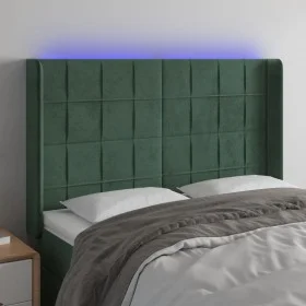 LED-Kopfteil aus dunkelgrünem Samt, 147 x 16 x 118/128 cm von , Kopf- und Fußteile - Ref: Foro24-3124099, Preis: 135,85 €, Ra...