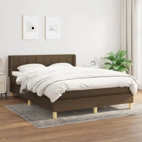 Box spring bed with dark brown fabric mattress 140x190 cm by , Beds and slatted bases - Ref: Foro24-3130268, Price: 458,97 €,...