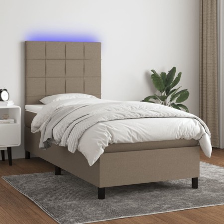 Cama box spring colchón y luces LED gris taupe 80x200 cm de , Camas y somieres - Ref: Foro24-3134833, Precio: 340,07 €, Descu...