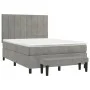 Box spring bed with light gray velvet mattress 140x200 cm by , Beds and slatted bases - Ref: Foro24-3137845, Price: 533,34 €,...