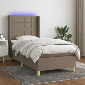 Cama box spring colchón y luces LED gris taupe 80x200 cm de , Camas y somieres - Ref: Foro24-3138833, Precio: 356,73 €, Descu...