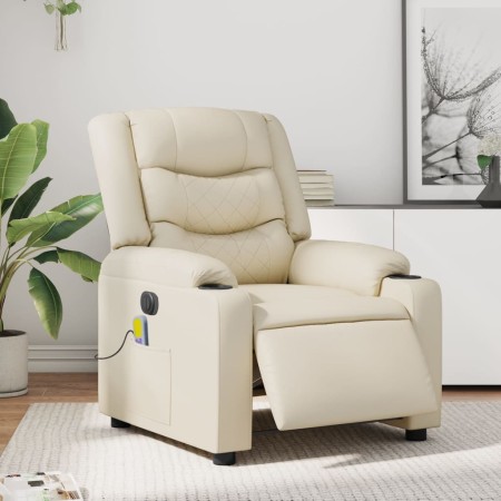 Sillón de masaje reclinable eléctrico cuero sintético crema en Sillones | Comprar online en Foru.es