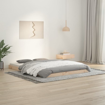 Estructura de cama madera maciza de pino 135x190 cm de , Camas y somieres - Ref: Foro24-823469, Precio: 103,12 €, Descuento: %