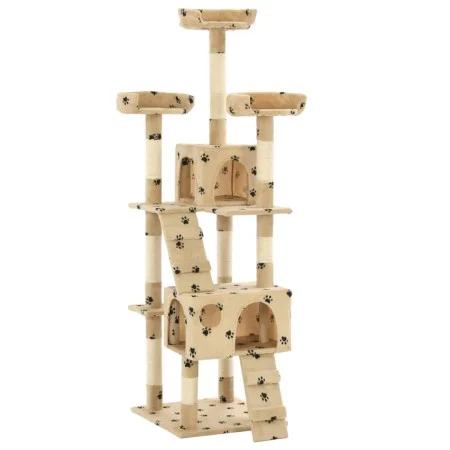 Rascador para gatos poste de sisal 170 cm huellas beige de , Mobiliario para gatos - Ref: Foro24-170615, Precio: 107,67 €, De...