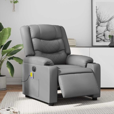 Sillón de masaje reclinable eléctrico cuero sintético gris en Sillones | Comprar online en Foru.es
