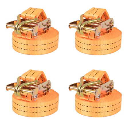 Correas de sujeción de trinquete 4 uds 1 T 6mx38mm naranja de vidaXL, Correas de amarre - Ref: Foro24-142660, Precio: 47,32 €...