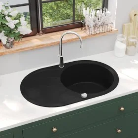 Granite kitchen sink with a black oval bowl by vidaXL, Sinks - Ref: Foro24-142958, Price: 194,57 €, Discount: %
