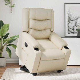 Sillón reclinable elevable cuero artificial color crema en Sillones | Comprar online en Foru.es