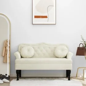 Banco con cojines terciopelo crema 120,5x65x75 cm de , Bancos - Ref: Foro24-372147, Precio: 207,15 €, Descuento: %