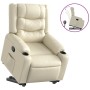 Sillón reclinable elevable cuero artificial color crema en Sillones | Comprar online en Foru.es