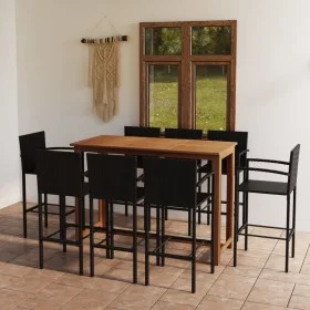 Conjunto de bar para jardín 9 piezas negro de , Conjuntos de jardín - Ref: Foro24-3068020, Precio: 648,92 €, Descuento: %