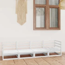 Garden sofa, 4 seats, white solid pine wood by , Outdoor sofas - Ref: Foro24-3075360, Price: 261,97 €, Discount: %