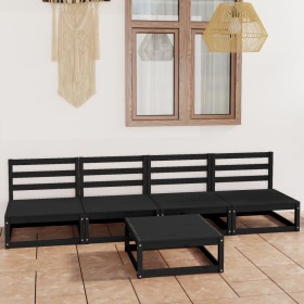 Juego de muebles de jardín 5 piezas negro madera maciza de pino de , Conjuntos de jardín - Ref: Foro24-3075348, Precio: 310,3...