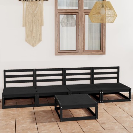 Juego de muebles de jardín 5 piezas negro madera maciza de pino de , Conjuntos de jardín - Ref: Foro24-3075348, Precio: 310,3...