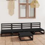 Juego de muebles de jardín 5 piezas negro madera maciza de pino de , Conjuntos de jardín - Ref: Foro24-3075348, Precio: 310,3...