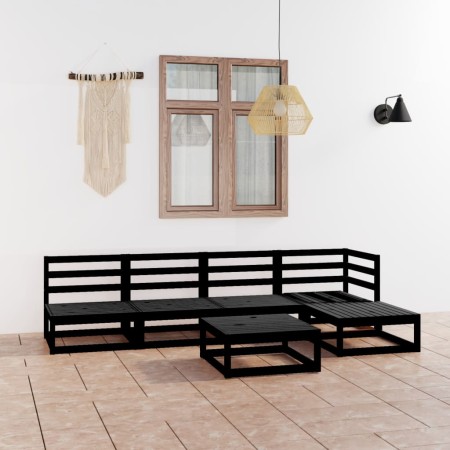 Juego de muebles de jardín 6 piezas negro madera maciza de pino de , Conjuntos de jardín - Ref: Foro24-3075523, Precio: 398,6...