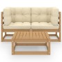 Juego de muebles de jardín 3 pzas y cojines madera pino maciza de , Conjuntos de jardín - Ref: Foro24-3076302, Precio: 325,31...