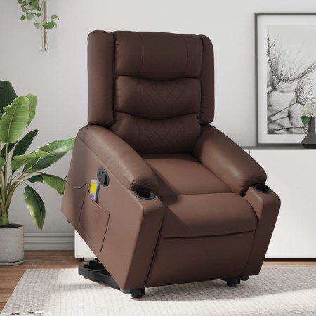 Sillón reclinable de masaje de pie de cuero sintético marrón en Sillones | Comprar online en Foru.es