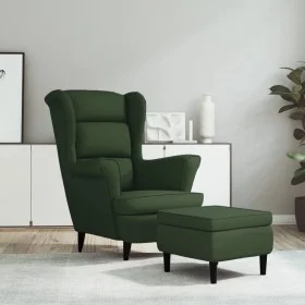 Sillón orejero y taburete de terciopelo verde oscuro de , Sillones - Ref: Foro24-3115933, Precio: 278,71 €, Descuento: %