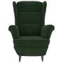 Sillón orejero y taburete de terciopelo verde oscuro de , Sillones - Ref: Foro24-3115933, Precio: 278,71 €, Descuento: %