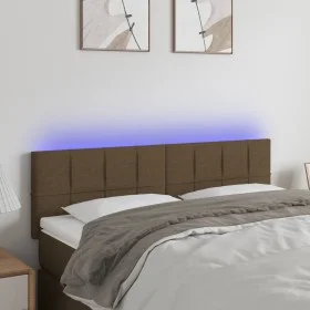 Cabecero con LED de tela marrón oscuro 144x5x78/88 cm de , Cabeceros y pies de cama - Ref: Foro24-3121613, Precio: 64,41 €, D...
