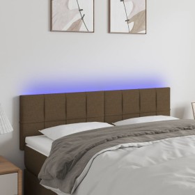 Cabecero con LED de tela marrón oscuro 144x5x78/88 cm de , Cabeceros y pies de cama - Ref: Foro24-3121613, Precio: 62,84 €, D...