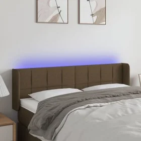 Cabecero con LED de tela marrón oscuro 147x16x78/88 cm de , Cabeceros y pies de cama - Ref: Foro24-3123237, Precio: 75,07 €, ...