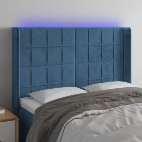 Cabecero con LED de terciopelo azul oscuro 147x16x118/128 cm de , Cabeceros y pies de cama - Ref: Foro24-3124100, Precio: 101...