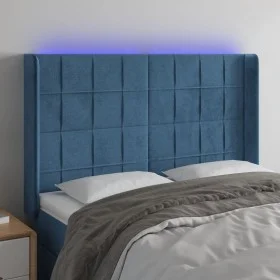 Cabecero con LED de terciopelo azul oscuro 147x16x118/128 cm de , Cabeceros y pies de cama - Ref: Foro24-3124100, Precio: 116...