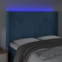 Cabecero con LED de terciopelo azul oscuro 147x16x118/128 cm de , Cabeceros y pies de cama - Ref: Foro24-3124100, Precio: 101...