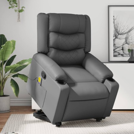 Sillón reclinable de masaje de pie cuero artificial gris en Sillones | Comprar online en Foru.es