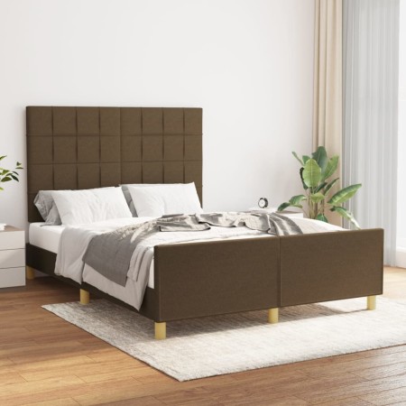 Estructura de cama con cabecero de tela marrón 140x200 cm de , Camas y somieres - Ref: Foro24-3125060, Precio: 219,64 €, Desc...