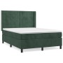 Cama box spring con colchón terciopelo verde oscuro 140x190 cm de , Camas y somieres - Ref: Foro24-3132678, Precio: 514,42 €,...