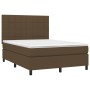Cama box spring con colchón tela marrón oscuro 140x200 cm de , Camas y somieres - Ref: Foro24-3141780, Precio: 497,64 €, Desc...