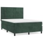 Cama box spring con colchón terciopelo verde oscuro 140x190 cm de , Camas y somieres - Ref: Foro24-3143022, Precio: 499,88 €,...