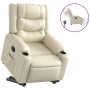 Sillón reclinable elevable eléctrico de cuero sintético crema en Sillones | Comprar online en Foru.es