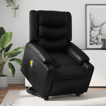 Sillón de masaje elevable eléctrico cuero sintético negro en Sillones | Comprar online en Foru.es