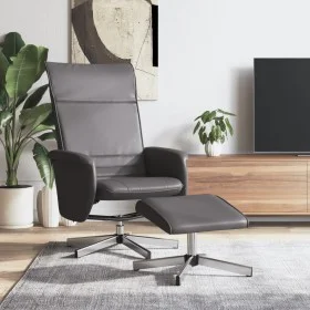 Sillón reclinable con reposapiés cuero sintético gris de , Sillones - Ref: Foro24-356647, Precio: 119,91 €, Descuento: %