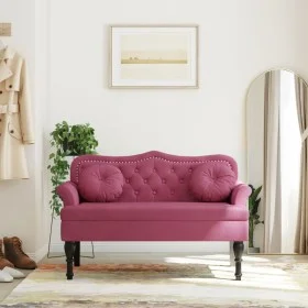 Bench with red velvet cushions 120.5x65x75 cm by , Banks - Ref: Foro24-372144, Price: 199,82 €, Discount: %