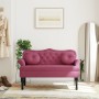 Banco con cojines terciopelo rojo tinto 120,5x65x75 cm de , Bancos - Ref: Foro24-372144, Precio: 212,78 €, Descuento: %