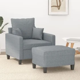 Sillón con taburete tela gris claro 60 cm de , Sofás - Ref: Foro24-3201081, Precio: 198,88 €, Descuento: %