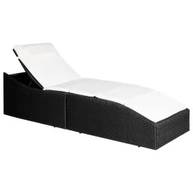 Tumbona con cojín ratán sintético negro de vidaXL, Tumbonas - Ref: Foro24-44134, Precio: 160,10 €, Descuento: %