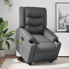 Sillón de masaje elevable eléctrico cuero sintético gris en Sillones | Comprar online en Foru.es