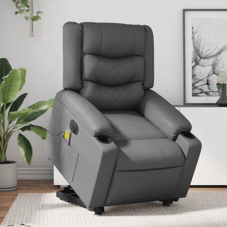 Sillón de masaje elevable eléctrico cuero sintético gris en Sillones | Comprar online en Foru.es