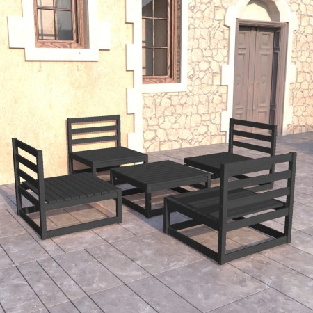 Juego de muebles de jardín 5 pzas y cojines negro madera pino de , Conjuntos de jardín - Ref: Foro24-3075268, Precio: 310,32 ...